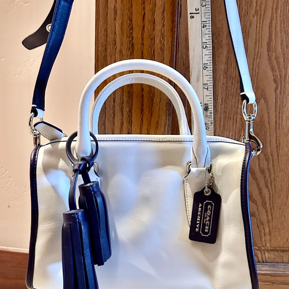 Coach Archive Penny Leather Bag            2 Toned White & Indigo